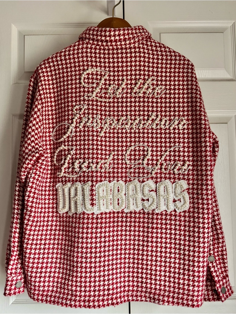 Valabasas Red Houndstooth Jacket M • Pearl Logo Graphic • Streetwear